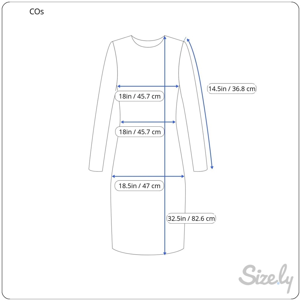 COS Community of Style Dress Womens 34 US 4 Bell Sleeve Abstract Sheath Full Zip - Picture 9 of 9